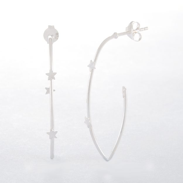 Sterling Silver Star Hoop Earrings