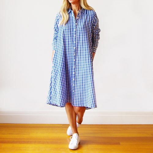 Millie Gingham Dress Shirt (Blue).