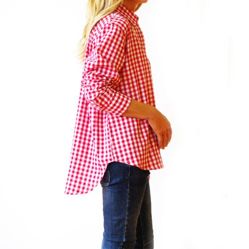 Riley Red and White Gingham Shirt (Side).