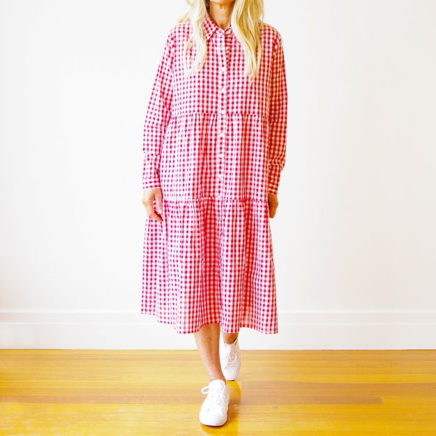 Cate Red and White Gingham Dress