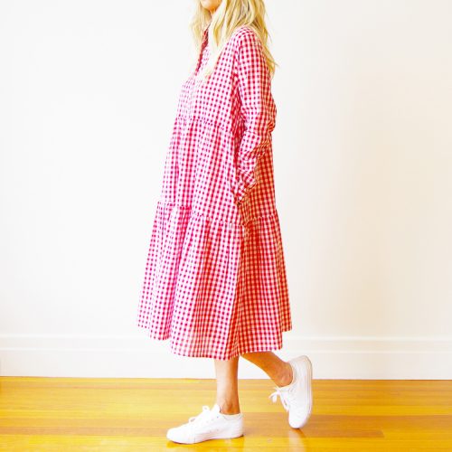 Cate Red and White Gingham Dress (Side).