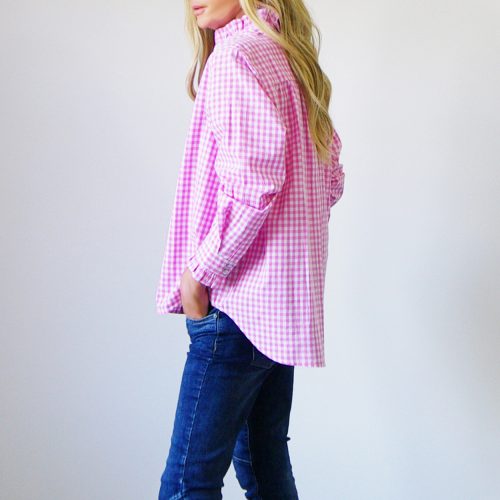 Gracie Pink & White Gingham Shirt (Side)