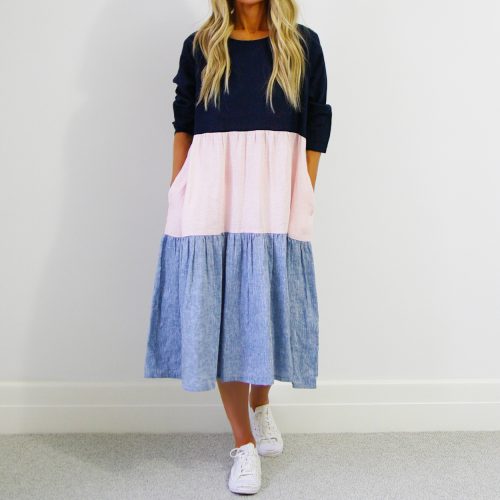 Molly Navy Linen Dress.