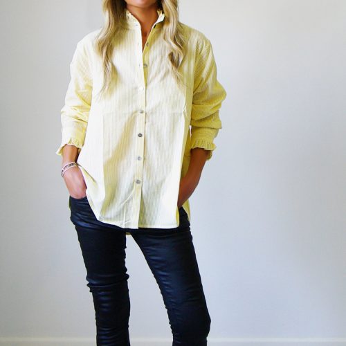 Gracie Spring Yellow & White Stripe Cotton Shirt.