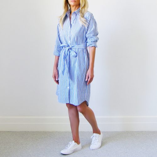 Kennedy Cotton Blue & White Stripe Shirt Dress