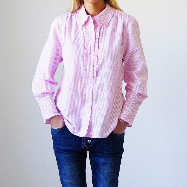 Ella Pink & White Stripe Cotton Shirt.