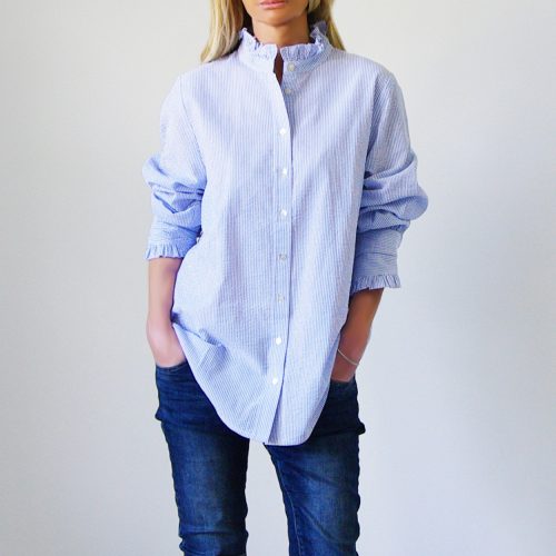 Lottie Blue & White Stripe Cotton Shirt.