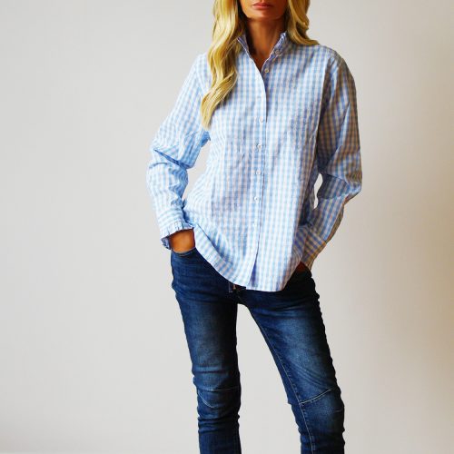 Lottie Sky Blue & White Gingham Shirt.