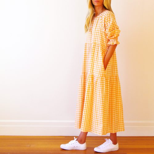 Lola Gingham Dress Mandarin (Side).