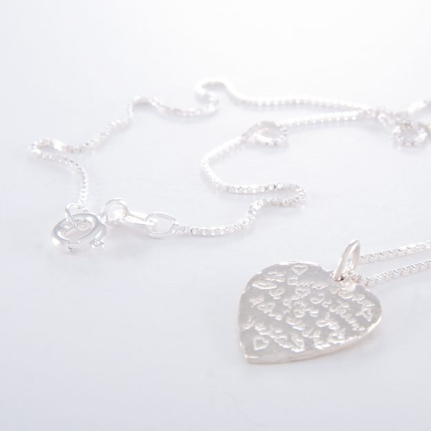 Fine Sterling Silver Box Chain and Tiny Tiamo Heart Necklace