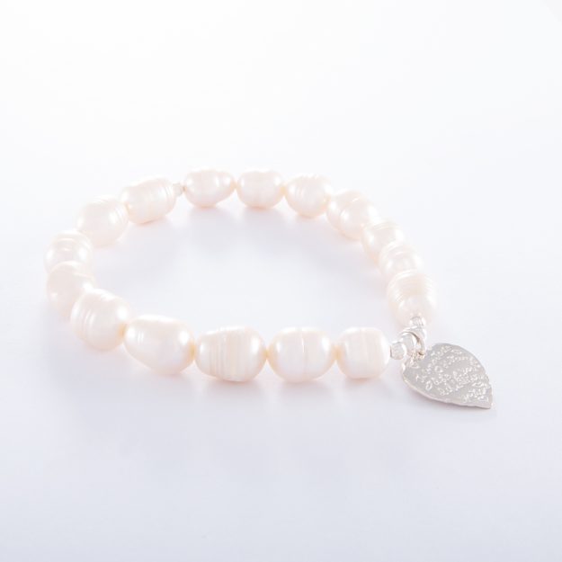 Freshwater Pearl Small Sterling Silver Tiamo Heart Bracelet