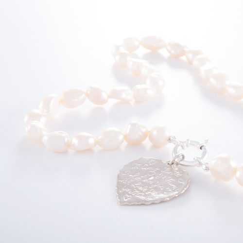Freshwater Pearl Sterling Silver Large Tiamo Heart Necklace.