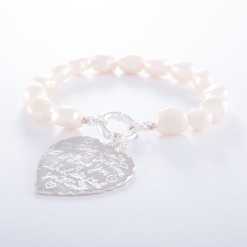 Freshwater Pearl Sterling Silver Tiamo Heart Bracelet.