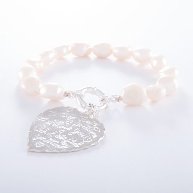 Freshwater Pearl Sterling Silver Tiamo Heart Bracelet