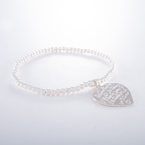 Sterling Silver Elastic Ball Bracelet with Medium Tiamo Heart.