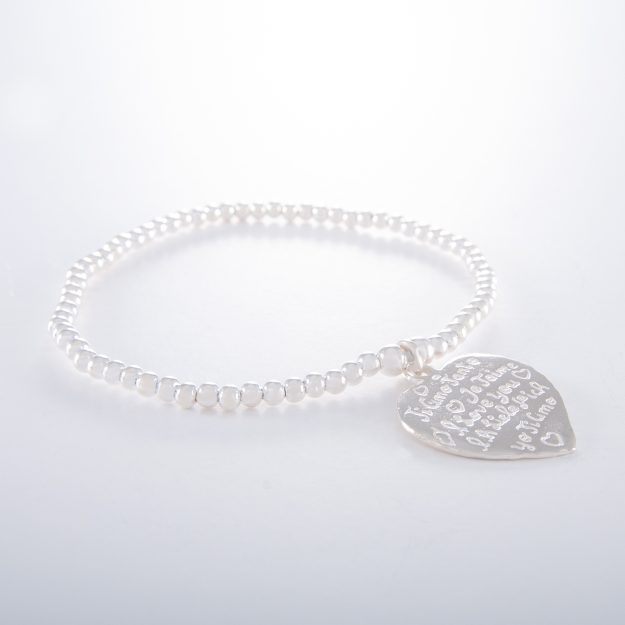 Sterling Silver Elastic Ball Bracelet with Medium Tiamo Heart
