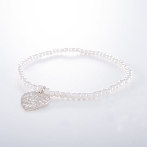 Sterling Silver Elastic Ball Bracelet with Tiny Tiamo Heart.