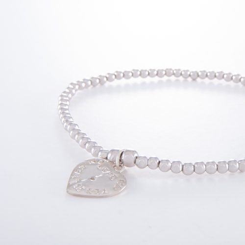 Sterling Silver Elastic Love Yes Ball Bracelet.