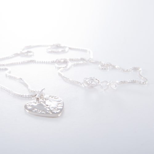 Sterling Silver Fine Box Chain Love Me Necklace.