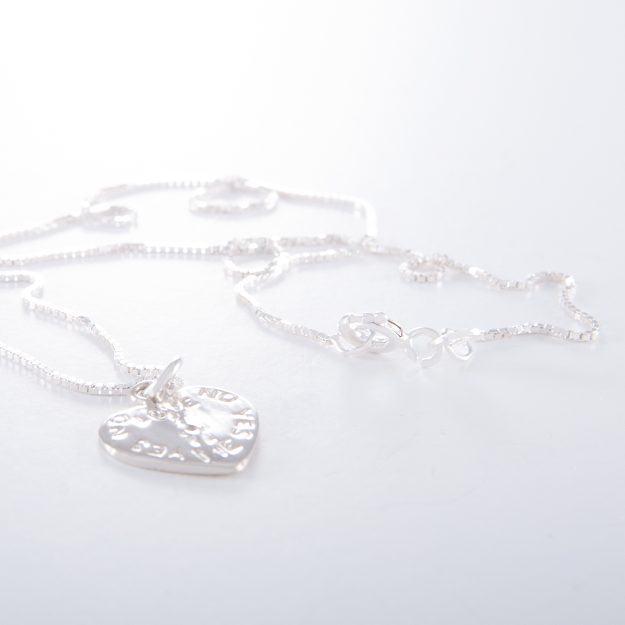 Sterling Silver Fine Box Chain Love Me Necklace