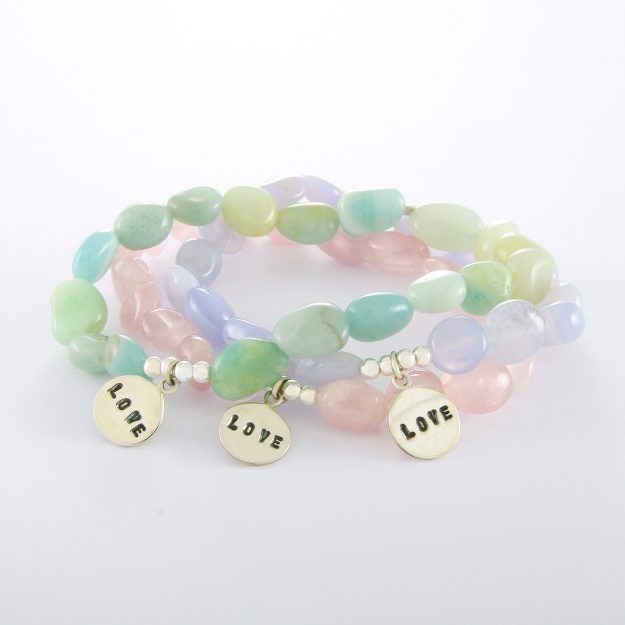 Amazonite Rose Quartz Blue Lace Agate Love Bracelet