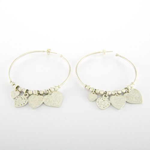 Large Sterling Silver Multi Heart Hoop Earrings