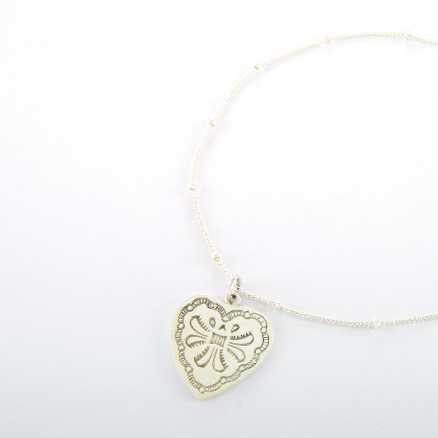 Sterling Silver Embossed Heart Necklace