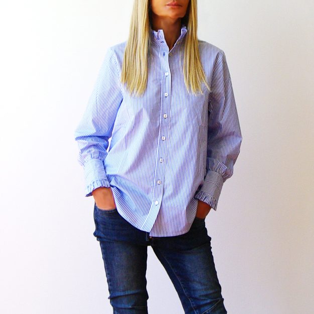 Lottie Azure & White Cotton Poplin Striped Shirt
