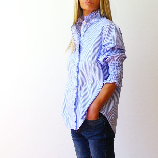 Poppy Azure & White Stripe Cotton Poplin Shirt