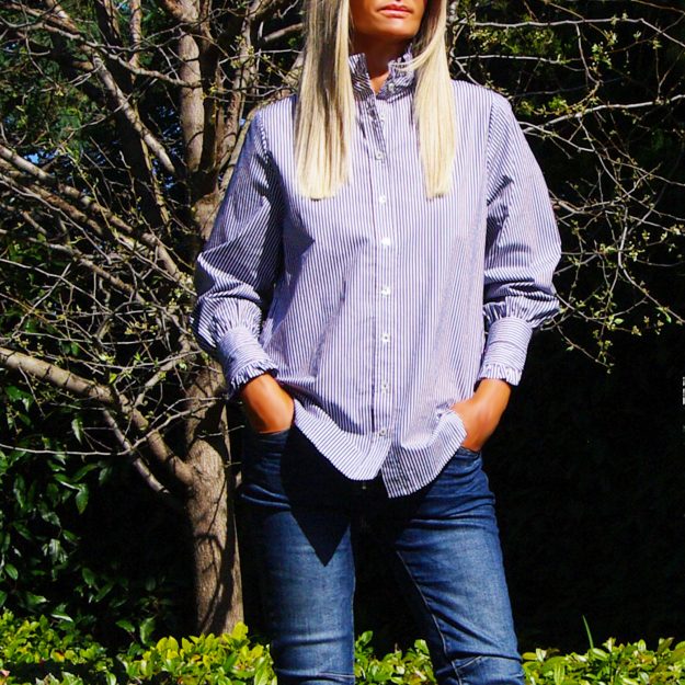 Lottie Cotton Poplin Navy & White Stripe Shirt