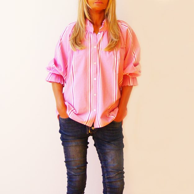 Olive Pink Sherbet Cotton Stripe Shirt